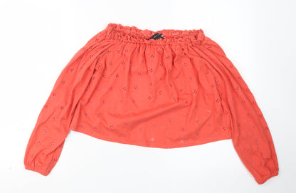 Womens UK Size 12 New Look Pink Cropped T-Shirt