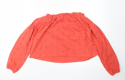 Womens UK Size 12 New Look Pink Cropped T-Shirt