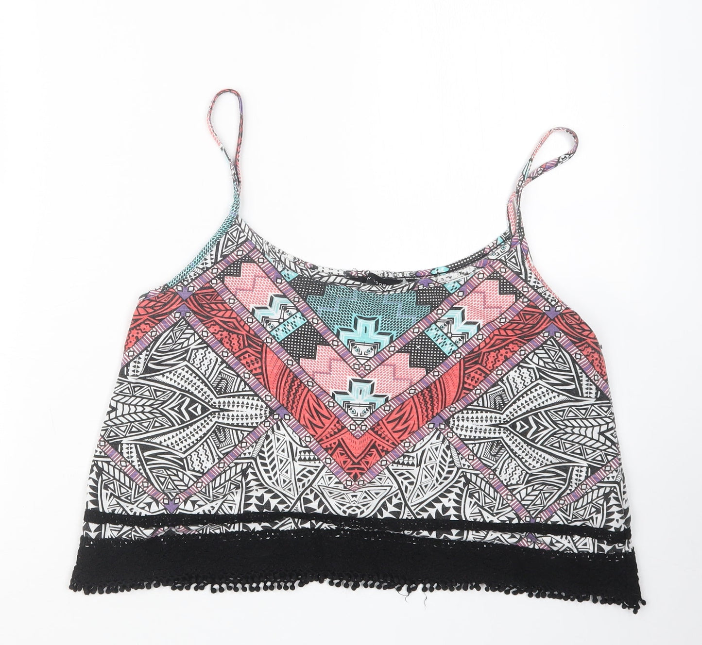 Womens UK Size 14 New Look Black Cropped T-Shirt