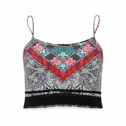 Front view of New Look women’s black geometric cropped t-shirt, size UK 14