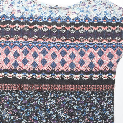 New Look Womens Blue Geometric  Basic T-Shirt Size 10