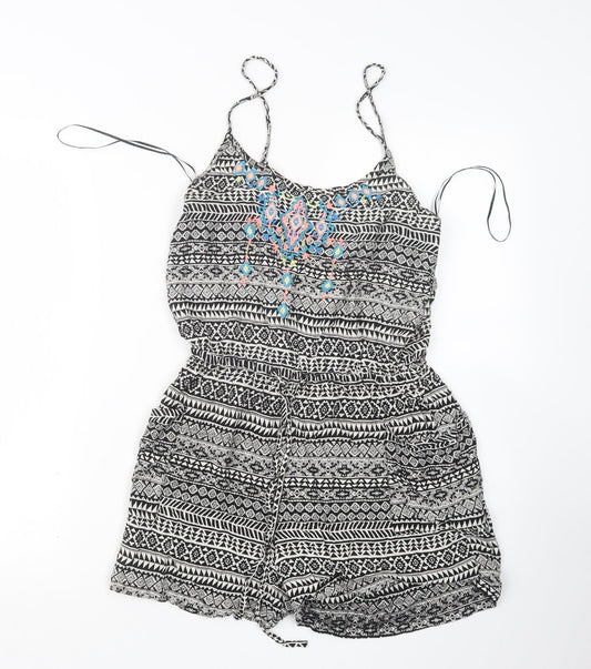 Atmosphere Womens Black Geometric  Playsuit One-Piece Size 8