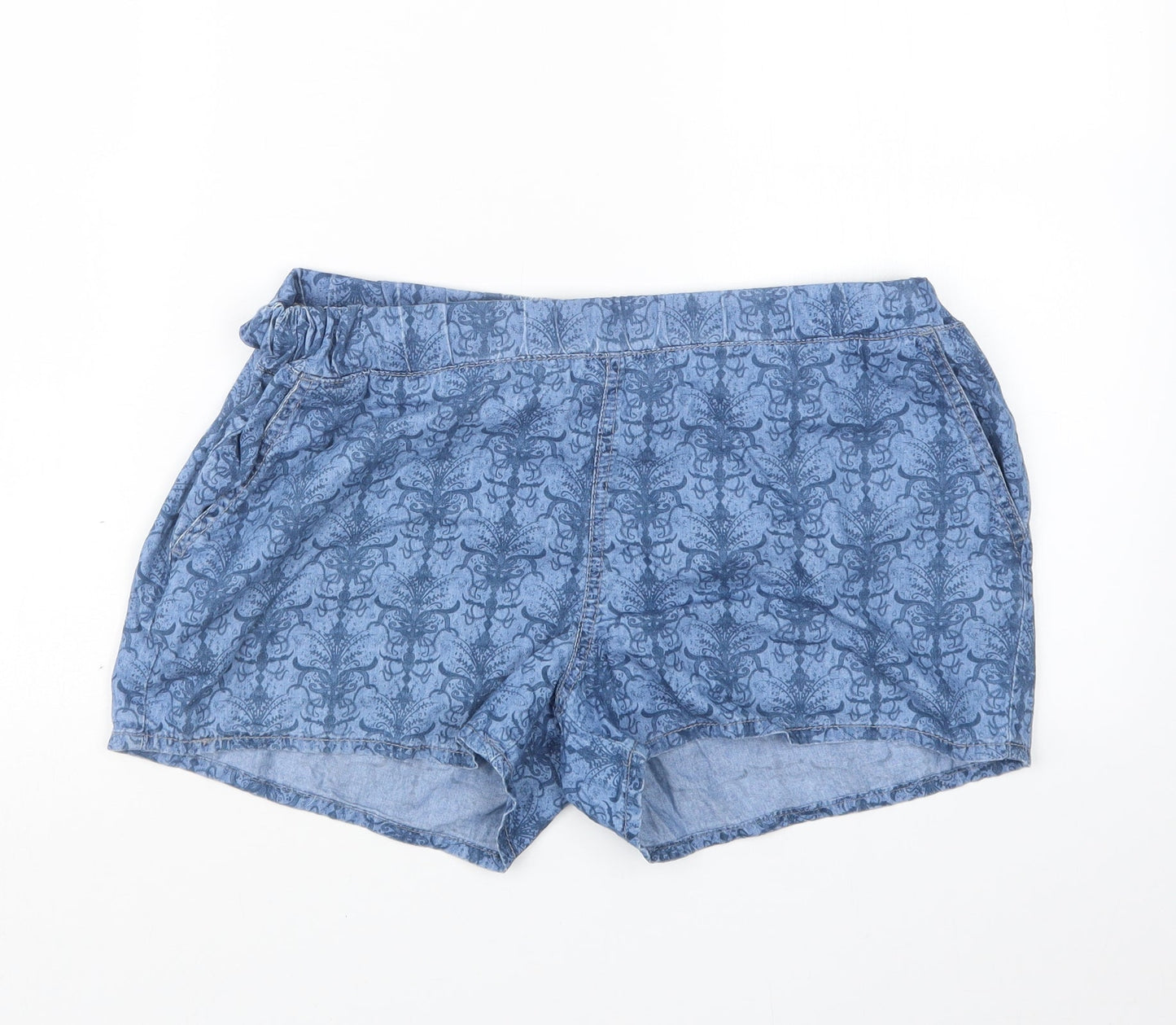 Only Womens Blue Geometric  Hot Pants Shorts Size 12