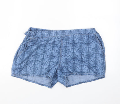 Only Womens Blue Geometric  Hot Pants Shorts Size 12