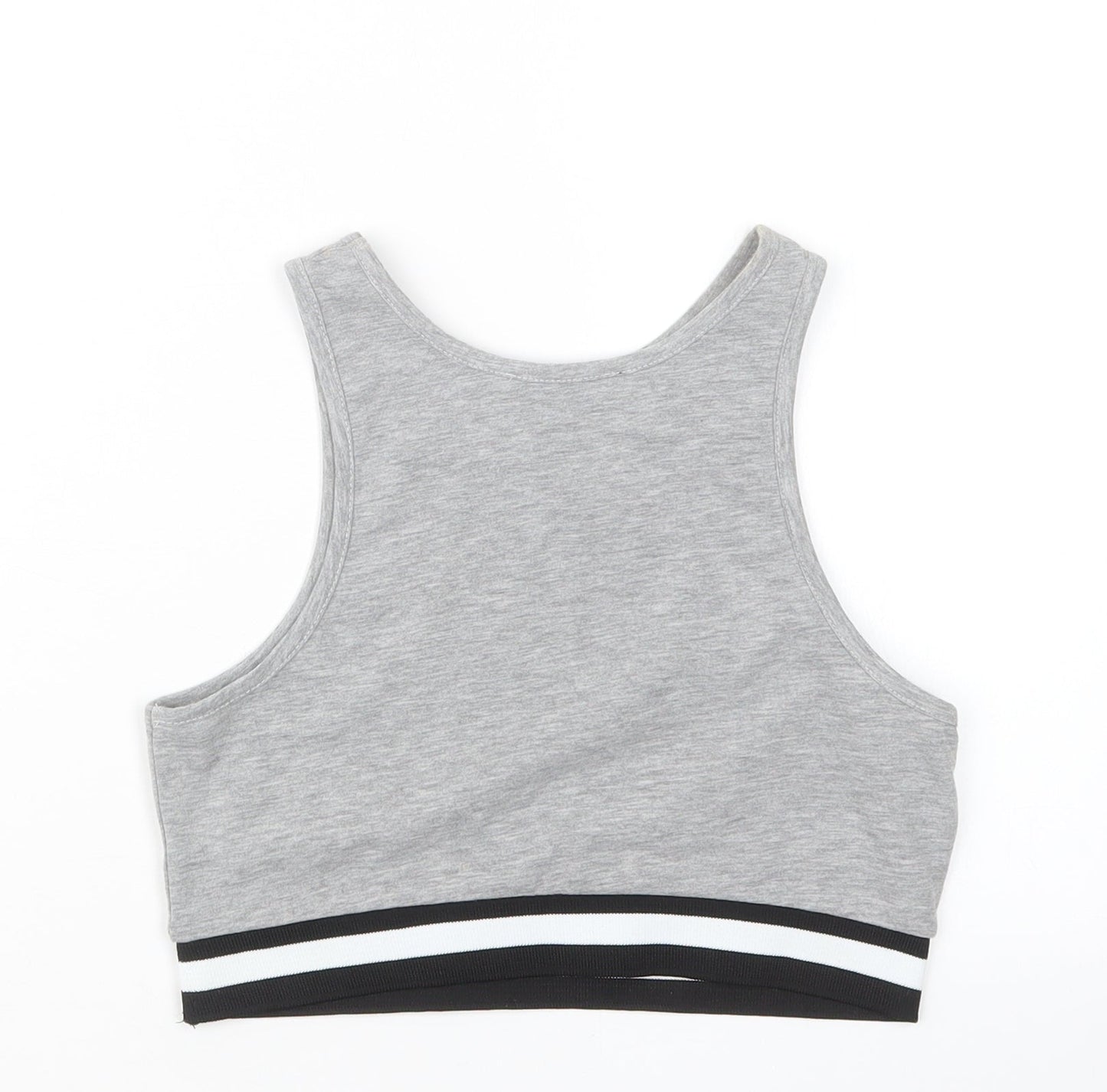 Womens UK Size 10 New Look Grey Cropped T-Shirt