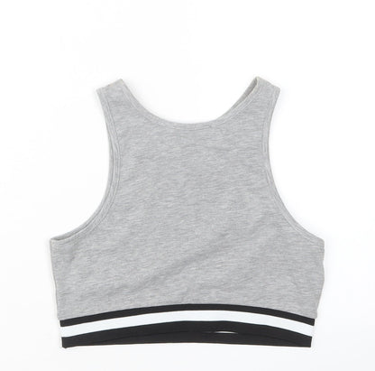 Womens UK Size 10 New Look Grey Cropped T-Shirt