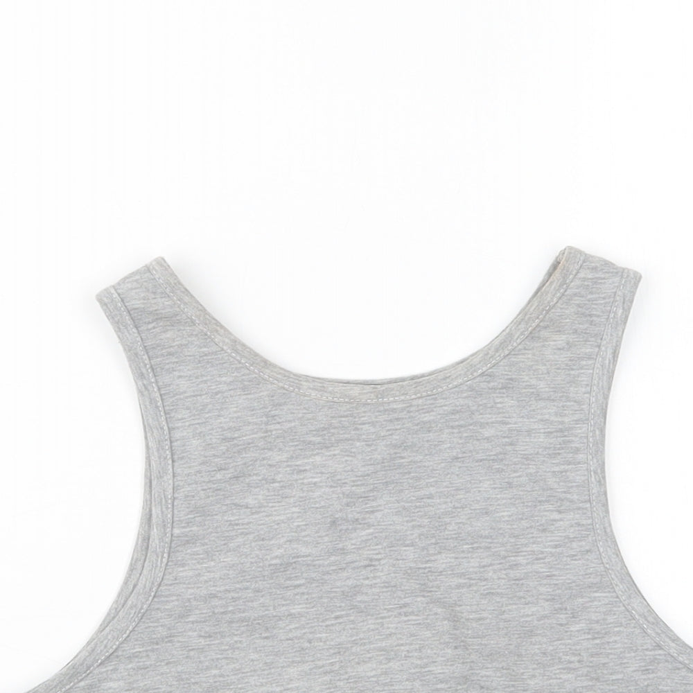 Womens UK Size 10 New Look Grey Cropped T-Shirt