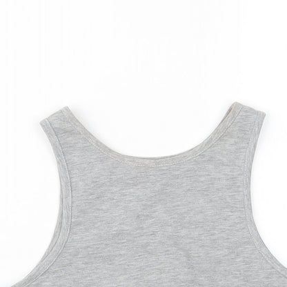 Womens UK Size 10 New Look Grey Cropped T-Shirt