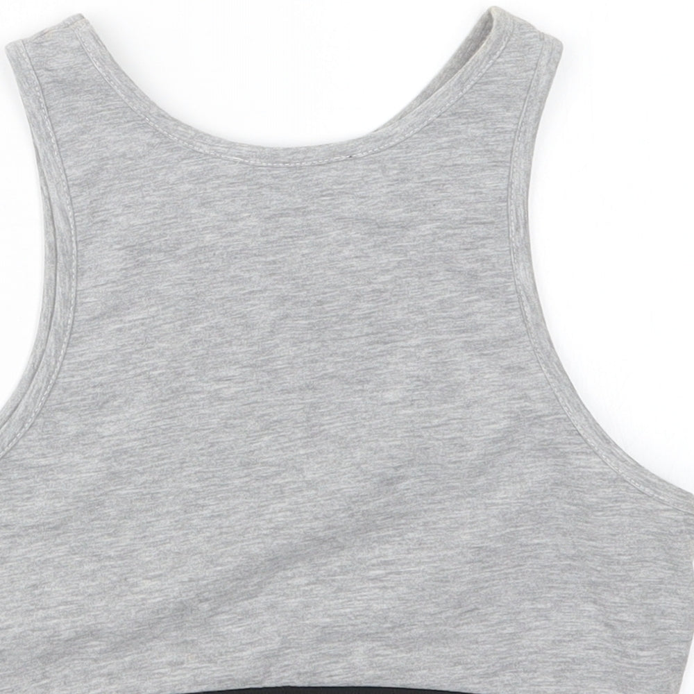 Womens UK Size 10 New Look Grey Cropped T-Shirt