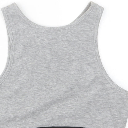 Womens UK Size 10 New Look Grey Cropped T-Shirt