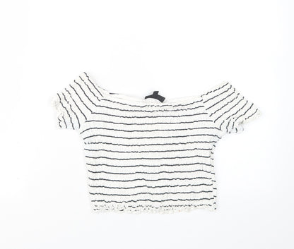Womens UK Size 10 Topshop Blue Cropped T-Shirt
