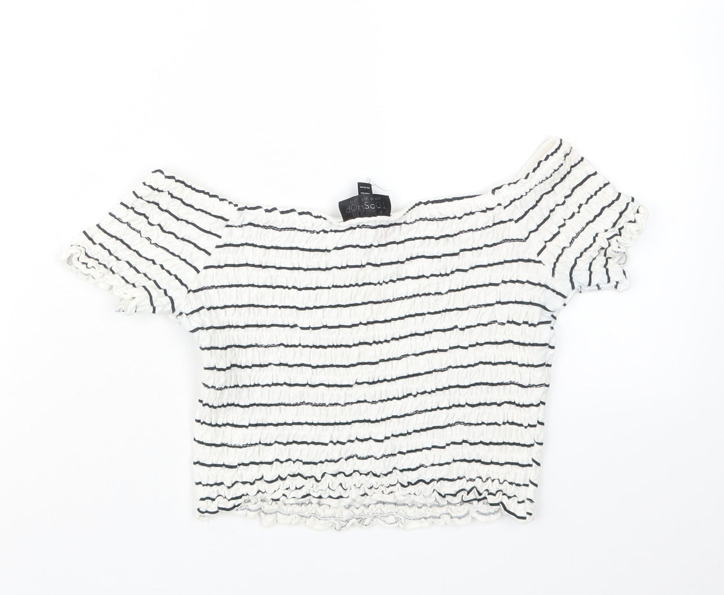 Womens UK Size 10 Topshop Blue Cropped T-Shirt