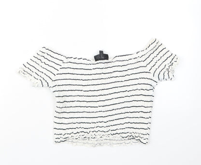 Womens UK Size 10 Topshop Blue Cropped T-Shirt