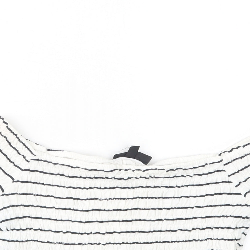 Womens UK Size 10 Topshop Blue Cropped T-Shirt