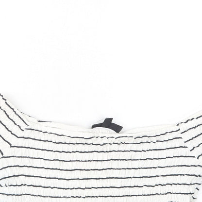 Womens UK Size 10 Topshop Blue Cropped T-Shirt