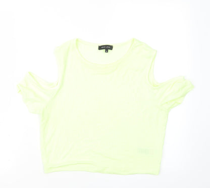 Womens UK Size 14 New Look Green Cropped T-Shirt