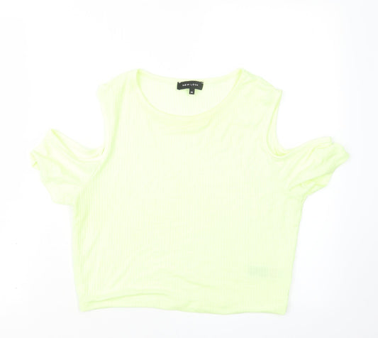 Womens UK Size 14 New Look Green Cropped T-Shirt
