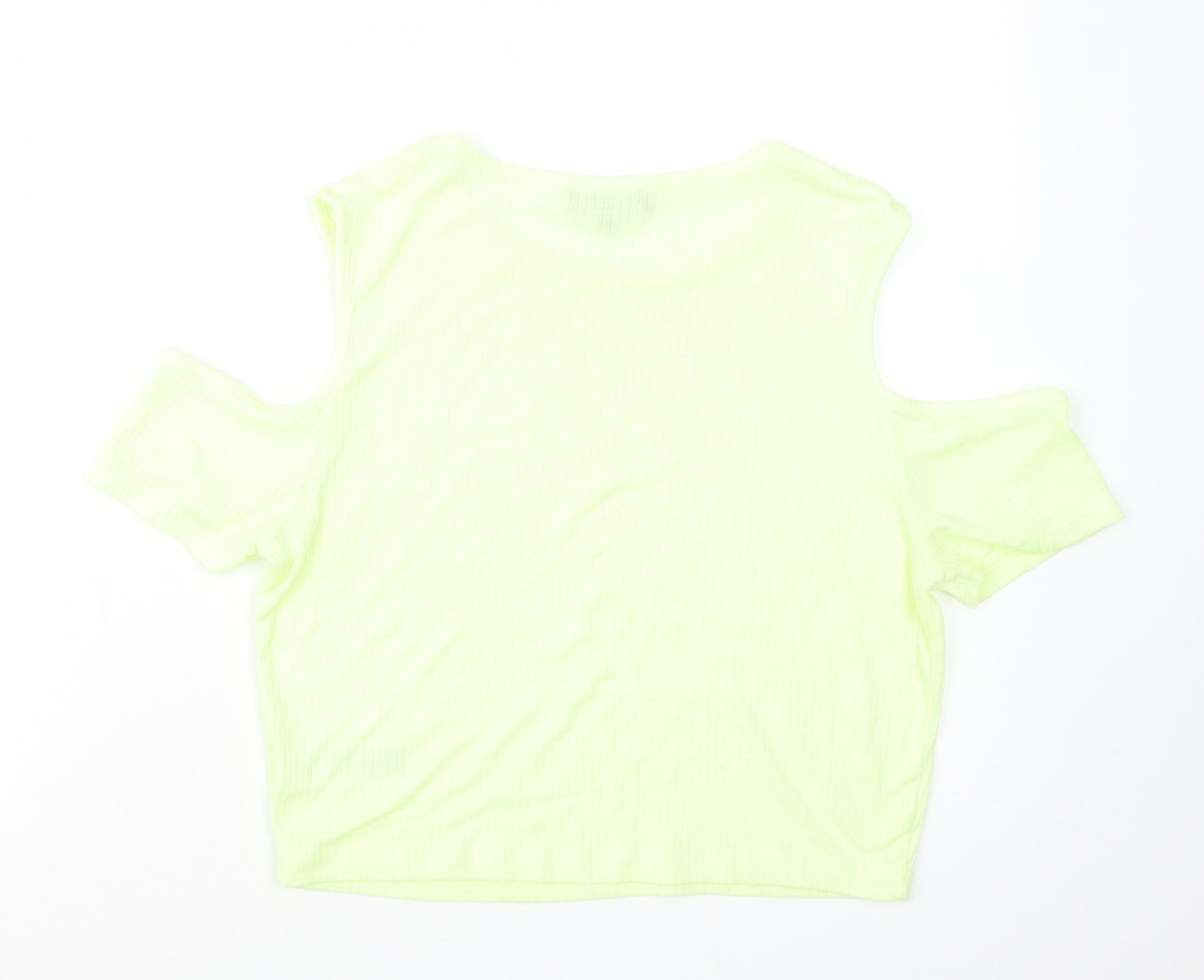 Womens UK Size 14 New Look Green Cropped T-Shirt