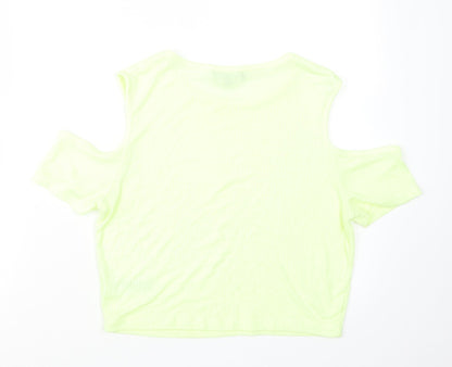 Womens UK Size 14 New Look Green Cropped T-Shirt