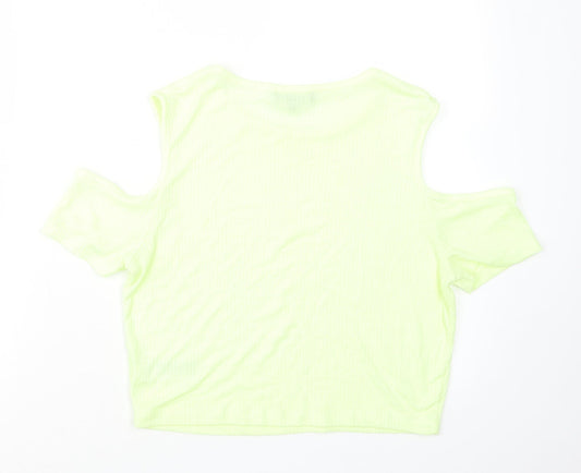 Womens UK Size 14 New Look Green Cropped T-Shirt