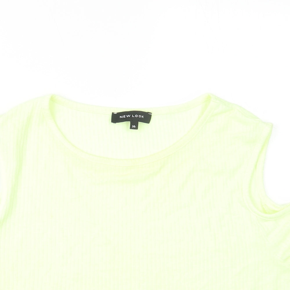 Womens UK Size 14 New Look Green Cropped T-Shirt