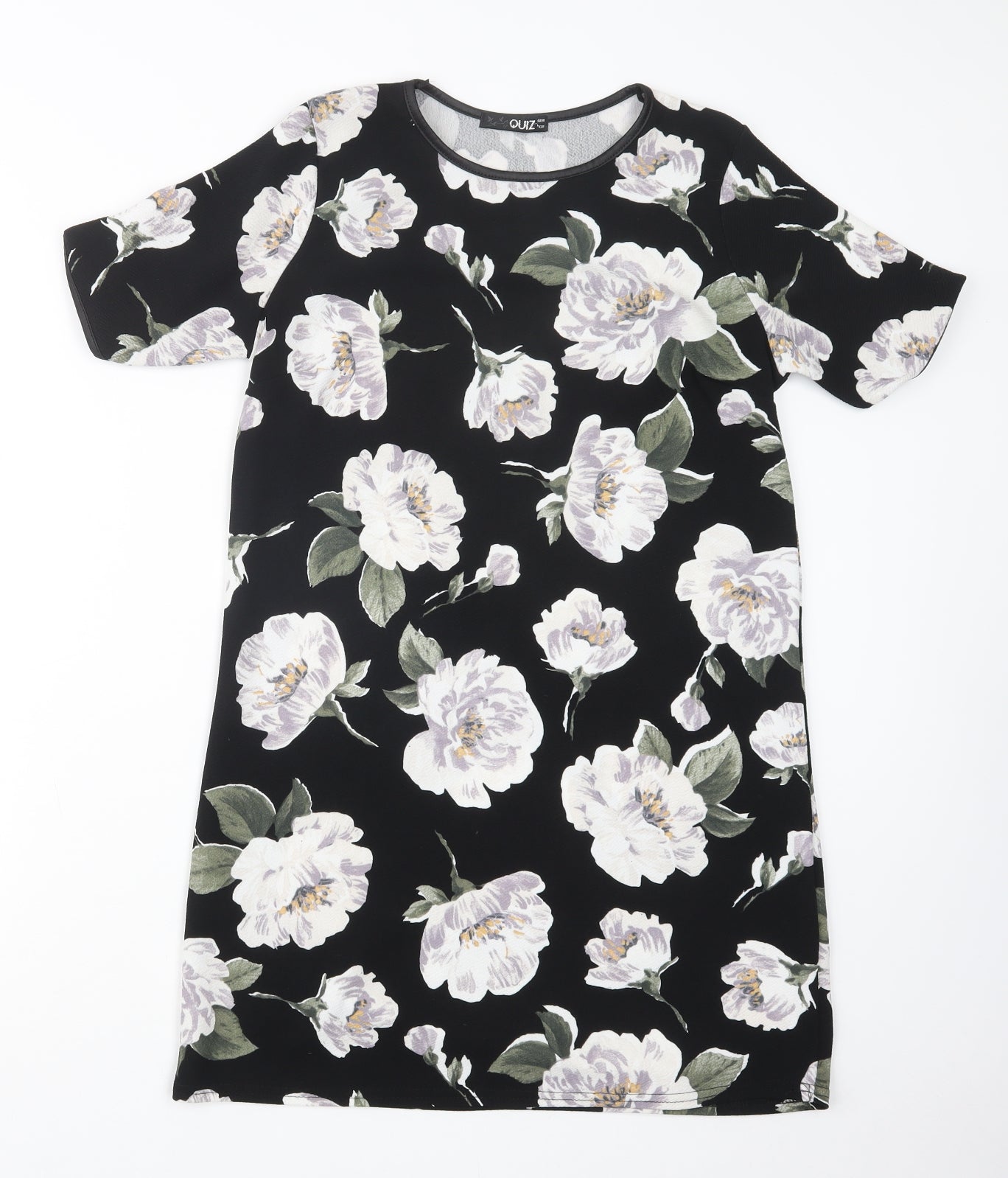Quiz Womens Black Floral  Shirt Dress  Size 10