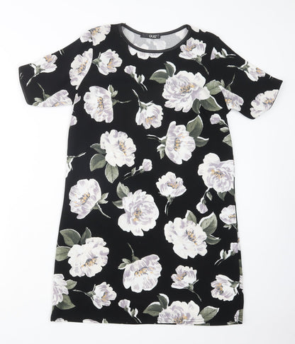 Quiz Womens Black Floral  Shirt Dress  Size 10