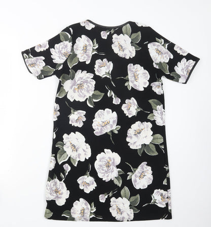Quiz Womens Black Floral  Shirt Dress  Size 10