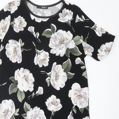Quiz Womens Black Floral  Shirt Dress  Size 10