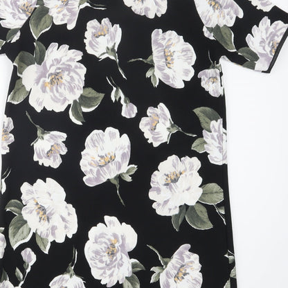 Quiz Womens Black Floral  Shirt Dress  Size 10