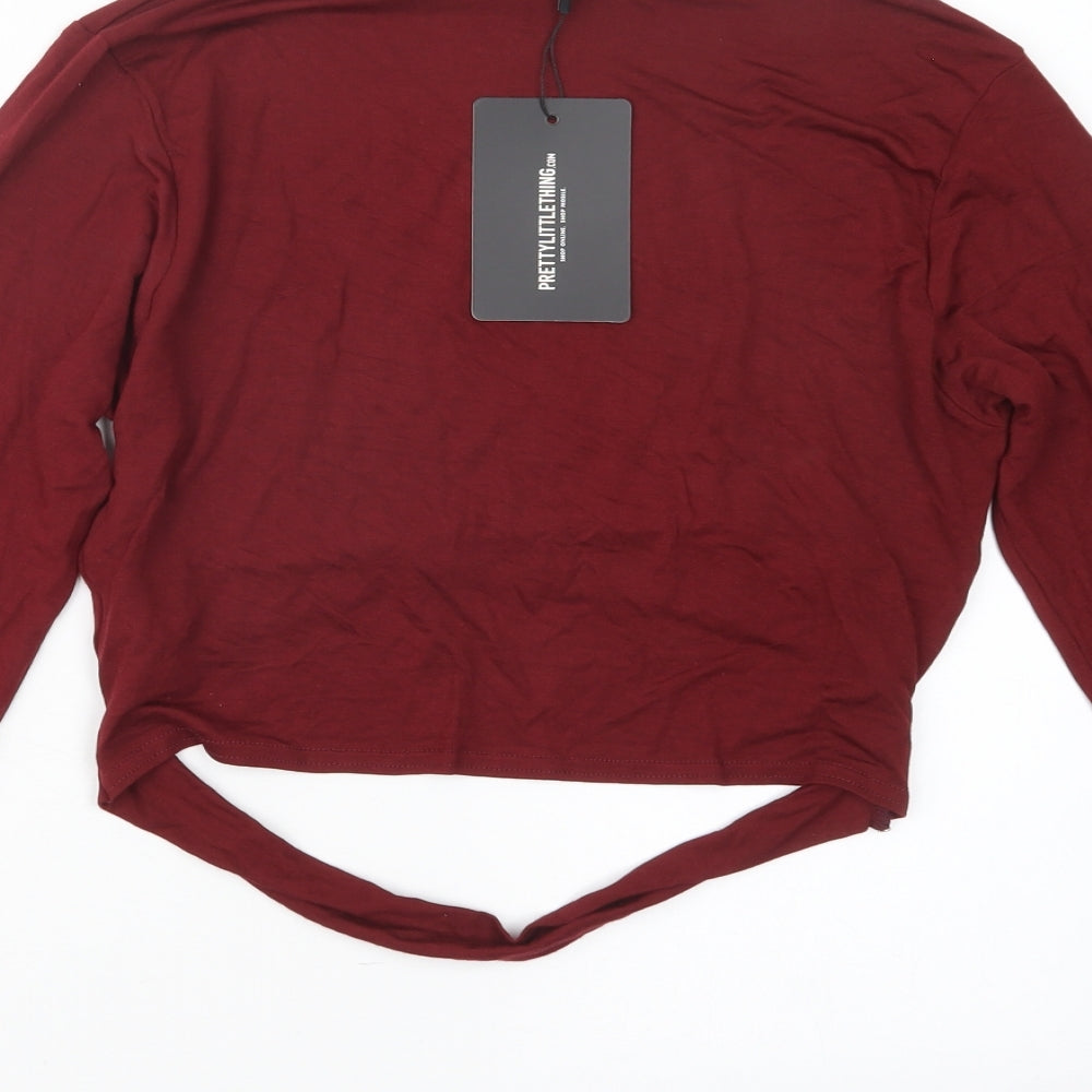 Womens UK Size 12 PRETTYLITTLETHING Red Cropped T-Shirt