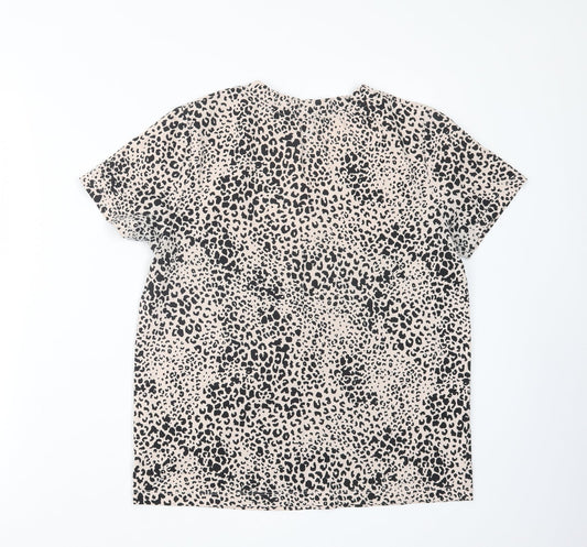 F&F Womens Black Animal Print  Basic T-Shirt Size 10