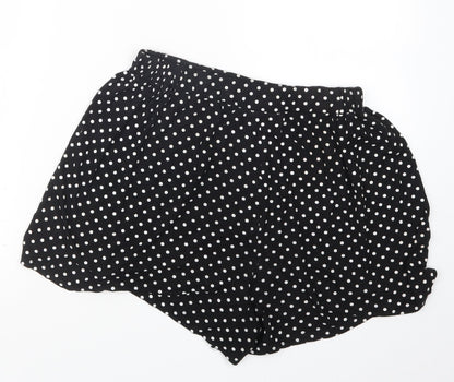 PRETTYLITTLETHING Womens Black Polka Dot  Hot Pants Shorts Size 12