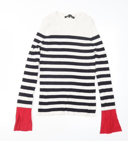HEART AND SOUL Womens Blue Striped  Pullover Jumper Size 12