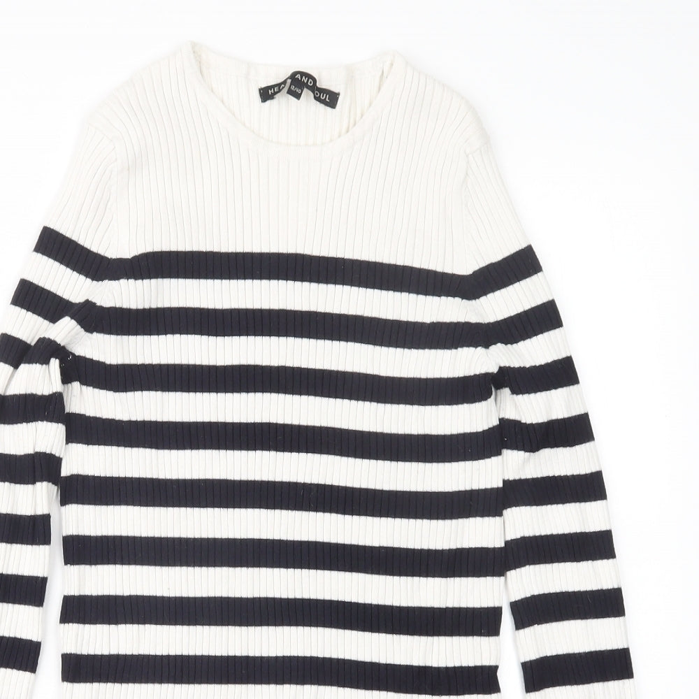 HEART AND SOUL Womens Blue Striped  Pullover Jumper Size 12