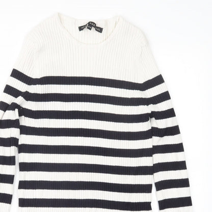 HEART AND SOUL Womens Blue Striped  Pullover Jumper Size 12