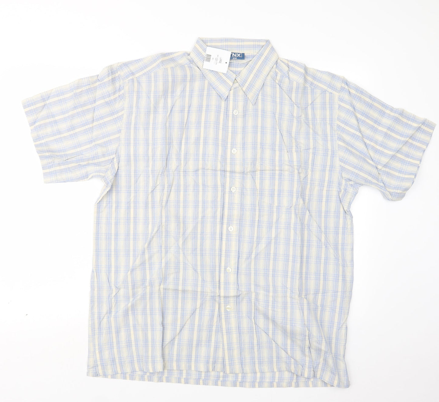 TNX Mens Blue Check   Button-Up Size L