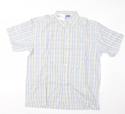 TNX Mens Blue Check   Button-Up Size L