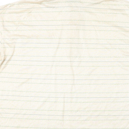 SAVATINI Mens Beige Striped Rayon  Polo Size L