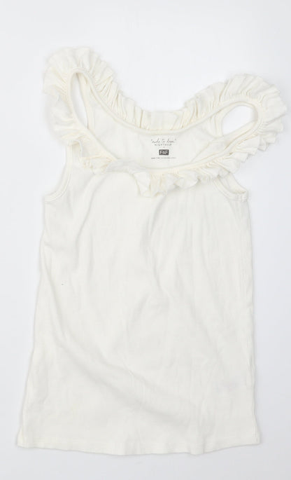 F&F Womens White Geometric  Top Pyjama Top Size 8