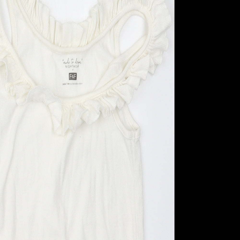 F&F Womens White Geometric  Top Pyjama Top Size 8