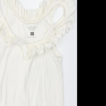 F&F Womens White Geometric  Top Pyjama Top Size 8