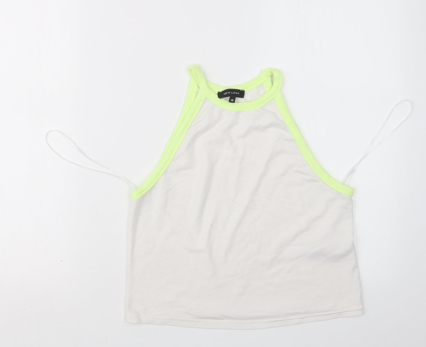 Womens UK Size 10 New Look White Cropped T-Shirt