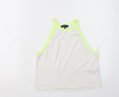 Womens UK Size 10 New Look White Cropped T-Shirt