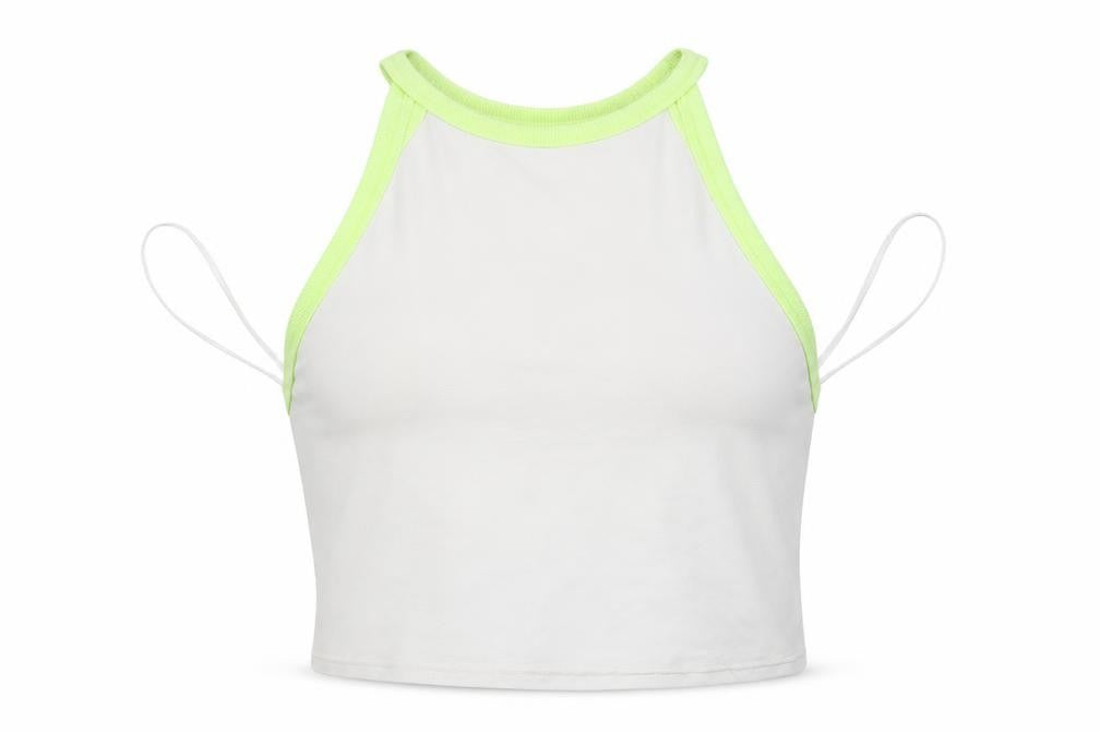 Front view of New Look women’s white cropped t-shirt, size UK 10