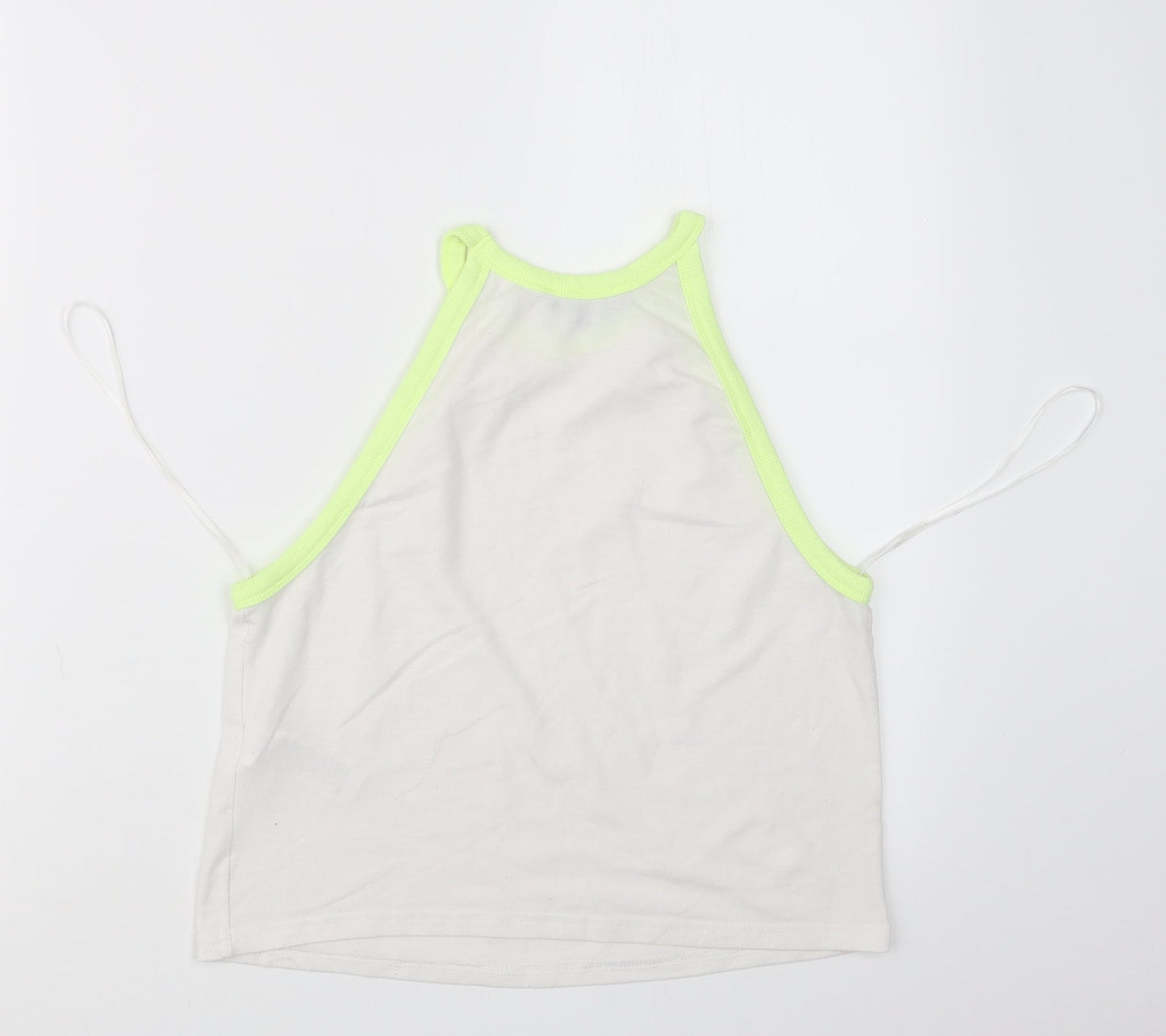 Womens UK Size 10 New Look White Cropped T-Shirt