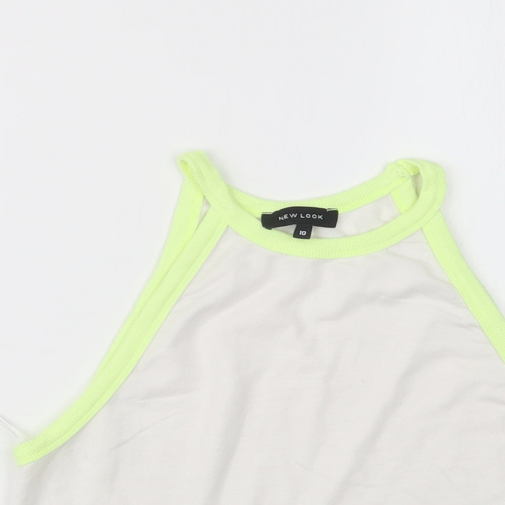 Womens UK Size 10 New Look White Cropped T-Shirt