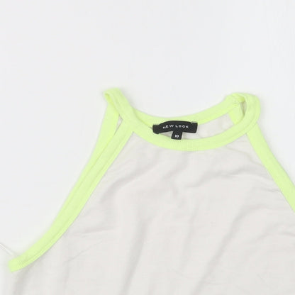 Womens UK Size 10 New Look White Cropped T-Shirt