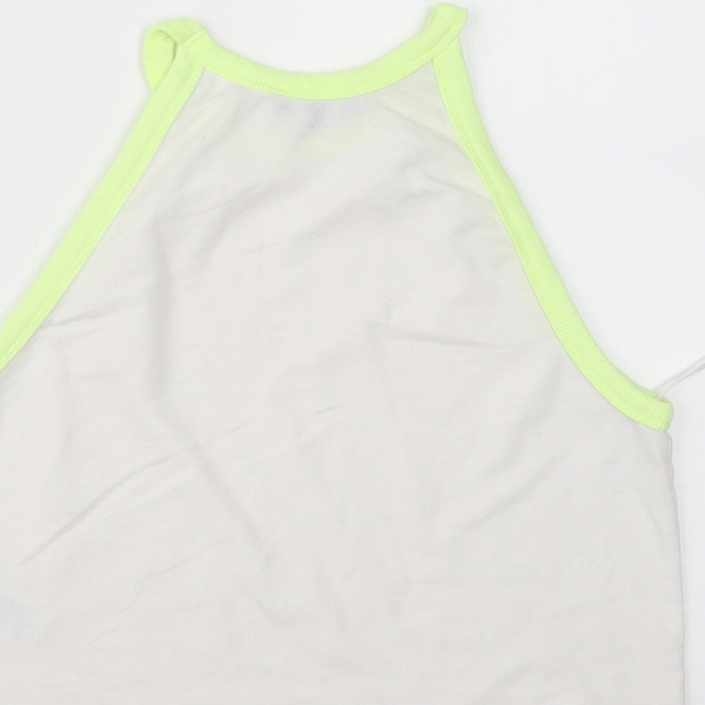 Womens UK Size 10 New Look White Cropped T-Shirt