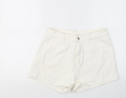 SheIn Womens White  Denim Boyfriend Shorts Size L